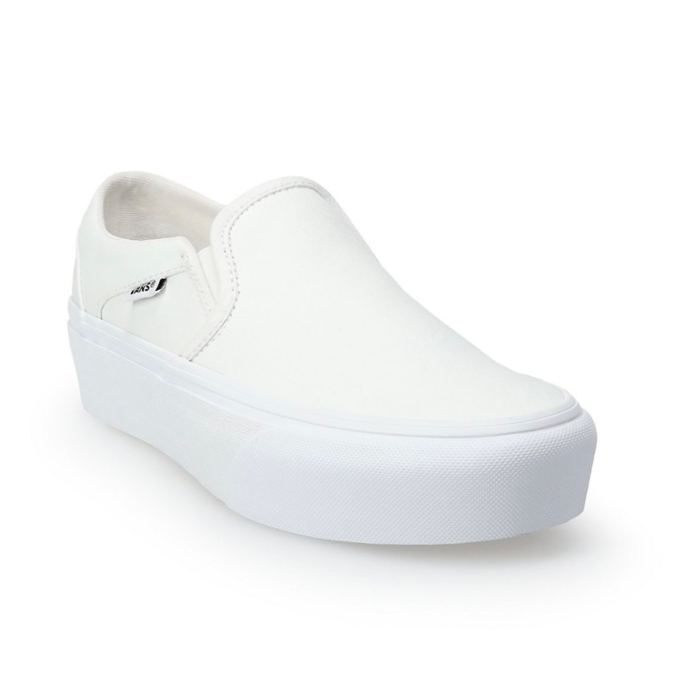 VANS White Platform Slip Ons